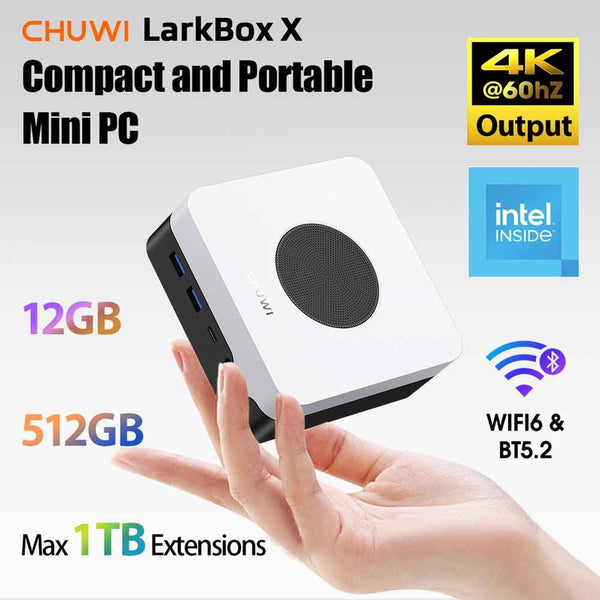 LarkBox X Mini PC,512GB SSD 12GB RMA,Intel 12th Gen N100(up to